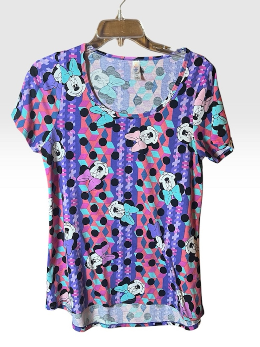 LuLaRoe Classic shirt Minnie Mouse Colorblock Geometric Small Disney playful